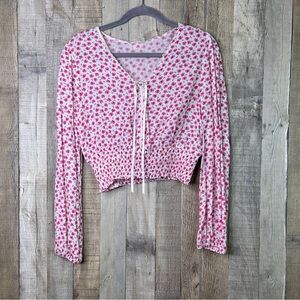 Self Esteem Size Large Jr.’s Cropped & Smocked Pink & White & Black Long…